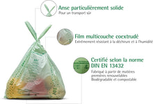 Charger l'image dans la galerie, Sac poubelle compostable de 10 litres, solide, résistant à la déchirure, conforme à la norme DIN EN 13432.