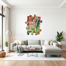 Charger l'image dans la galerie, Bugs Bunny Pop Art on wooden palette hung in a modern living room with vibrant colors and textures.