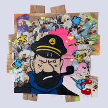 Charger l'image dans la galerie, Tableau Pop Art représentant Capitaine Haddock sur bois recyclé, capturant son esprit dynamique avec des couleurs vives.