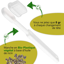 Charger l'image dans la galerie, Brosse à dents Caliquo en bio-plastique avec tête rechargeable, durable et écologique, fabriquée en France.