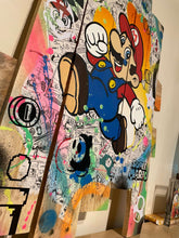 Charger l'image dans la galerie, Tableau POP Art de MARIO, mélange vibrant de couleurs et de bandes dessinées sur bois artisanale.