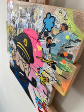 Charger l'image dans la galerie, Colorful pop art of Captain Haddock on recycled wooden board, capturing iconic Tintin character in vibrant detail.
