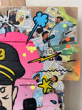 Charger l'image dans la galerie, Tableau Pop Art représentant le Capitaine Haddock sur bois recyclé, mélange dynamique de couleurs et de bandes dessinées.