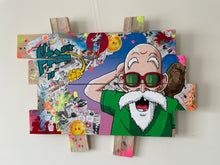 Charger l'image dans la galerie, Colorful pop art of Tortue Géniale from Dragon Ball on recycled wooden palette, capturing his playful essence.