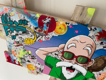 Charger l'image dans la galerie, Tableau pop art Tortue Géniale sur bois recyclé, vibrant hommage à Dragon Ball avec détails colorés.