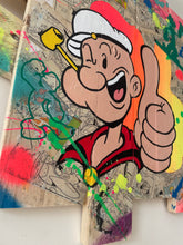 Charger l'image dans la galerie, Tableau Pop Art inspiré de Popeye, réalisé sur bois recyclé avec des couleurs vives et peinture acrylique.