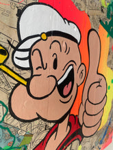 Charger l'image dans la galerie, Pop Art artwork featuring Popeye character with vibrant colors and dynamic composition on wooden palette.