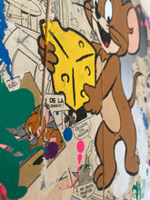 Charger l'image dans la galerie, Tableau Pop Art représentant Jerry, la souris de 'Tom et Jerry', tenant un morceau de fromage, style ludique.