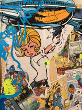 Charger l'image dans la galerie, Tableau Pop Art Natacha, œuvre colorée avec personnage en action, utilisant techniques mixtes et textures rustiques.