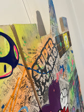 Charger l'image dans la galerie, Vibrant POP ART mural featuring Super Mario on recycled wood, showcasing bold colors and playful design elements.