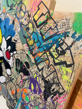 Charger l'image dans la galerie, Colorful Pop Art tableau featuring Titi and Grosminet on recycled palette wood, showcasing vibrant acrylic designs.