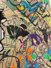 Charger l'image dans la galerie, Tableau Pop Art TITI et Grosminet, détail coloré avec graffiti et personnages emblématiques, art vibrant et recyclé.