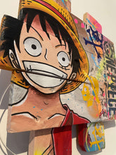 Charger l'image dans la galerie, Tableau POP Art One Piece featuring Monkey D. Luffy on a textured wood canvas with vibrant colors.