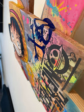 Charger l'image dans la galerie, Colorful POP Art tableau of Monkey D. Luffy from One Piece on wooden planks, featuring vibrant acrylic textures.