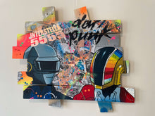 Charger l'image dans la galerie, Pop art tableau featuring Daft Punk characters with vibrant colors and Interstella 5555 elements on wood palette.