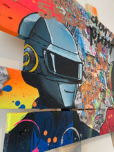 Charger l'image dans la galerie, Pop art tableau featuring Daft Punk characters from Interstella 5555 on painted wood palette.