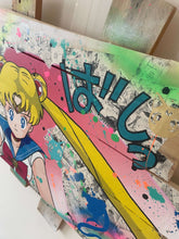 Charger l'image dans la galerie, Tableau pop art de Sailor Moon sur palette, avec couleurs vives et éléments graphiques.