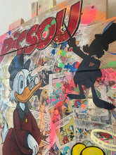Charger l'image dans la galerie, Colorful POP art tableau featuring Picsou with comic elements on a wooden palette surface.
