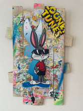 Charger l'image dans la galerie, Pop art Bugs Bunny tableau on wood, featuring vibrant colors and retro Looney Tunes theme.