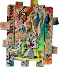Charger l'image dans la galerie, Tableau Pop Art de Bugs Bunny sur bois, œuvre unique signée Vincent Streiff, couleurs vives et texture authentique.