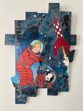 Charger l'image dans la galerie, Tableau Pop art Tintin et Milou fusée sur bois de palette signé Vincent STREIFF®