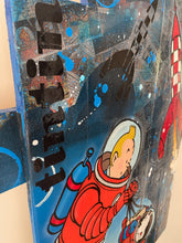 Charger l'image dans la galerie, Tableau Pop art Tintin et Milou fusée sur bois de palette signé Vincent STREIFF®