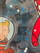 Charger l'image dans la galerie, Tableau Tintin Milou pop art avec détails colorés et éléments graphiques modernes sur fond artistique.