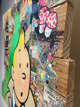 Charger l'image dans la galerie, Pop Art Tintin artwork featuring vibrant colors and mixed media techniques, showcasing Tintin and dynamic comic fragments.