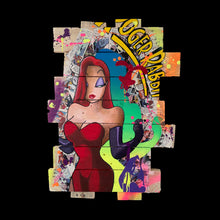 Charger l'image dans la galerie, Tableau Pop Art de Jessica Rabbit sur bois recyclé, vibrant et coloré, hommage à l'icône de Roger Rabbit.