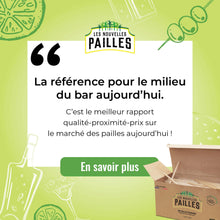 Charger l'image dans la galerie, Citation about quality straws for the bar industry with logo and a box in a vibrant design.