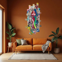 Charger l'image dans la galerie, Pop Art tableau featuring Jessica Rabbit in a vibrant design, displayed on an orange wall above a cozy sofa.