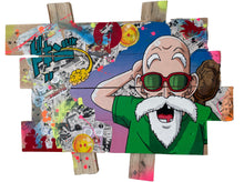 Charger l'image dans la galerie, Vibrant pop art of Tortue Géniale on recycled wood, showcasing energetic colors and comic cutouts.