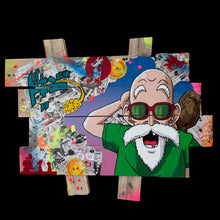 Charger l'image dans la galerie, Tableau pop art Tortue Géniale avec découpes band comics, peinture vive, sur bois recyclé.