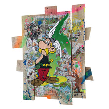 Charger l'image dans la galerie, Tableau POP Art Astérix sur palette recyclée, featuring vibrant colors and textured wood background.