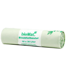 Charger l'image dans la galerie, Roll of 10 compostable 30-liter trash bags by bioMat, perfect for eco-friendly waste disposal.