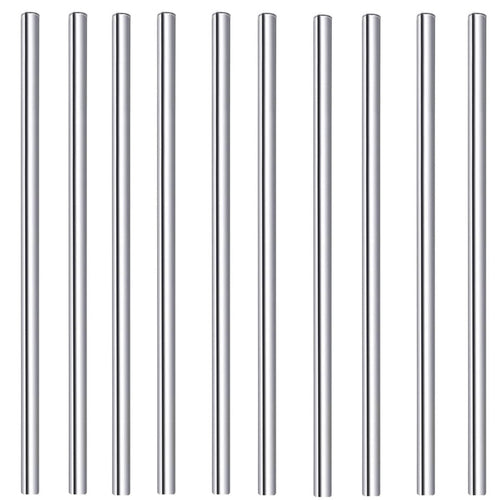Lot de 10 pailles courtes en inox de 145 mm, couleur argent, acier inoxydable de qualité alimentaire.