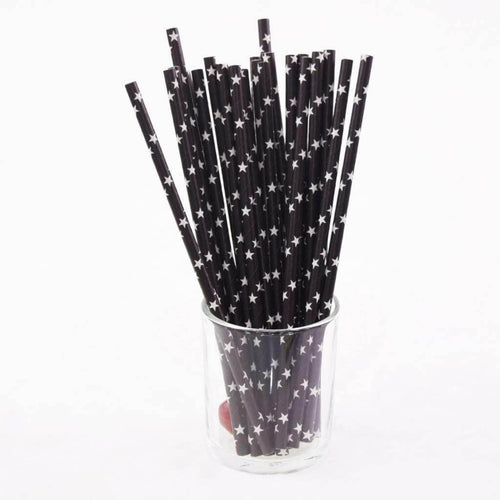 Paille en papier noir et blanc lot de 25 | Novela-Global.com
